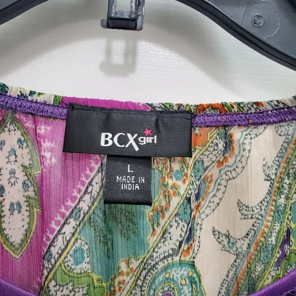 BCXGirl Multicolor Boho Chiffon Overlay Long Sleeve Top Blouse Girl's Size L - Picture 2 of 5